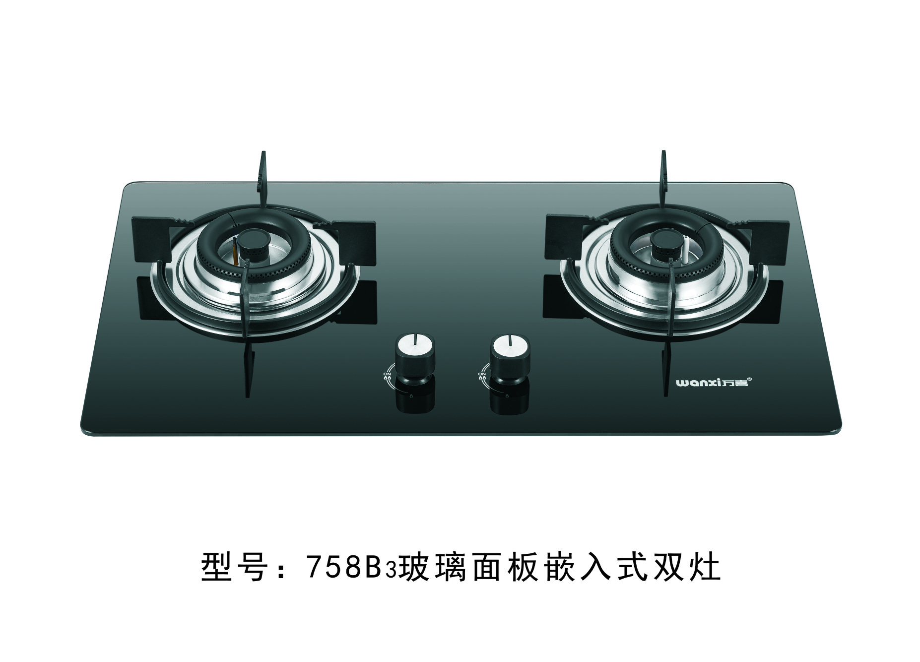 758B3钢化玻璃面板嵌入式双炉